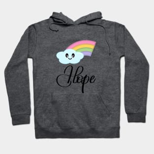 Hope with Kawaii Cute Rainbow Cloud in Purple Hoodie